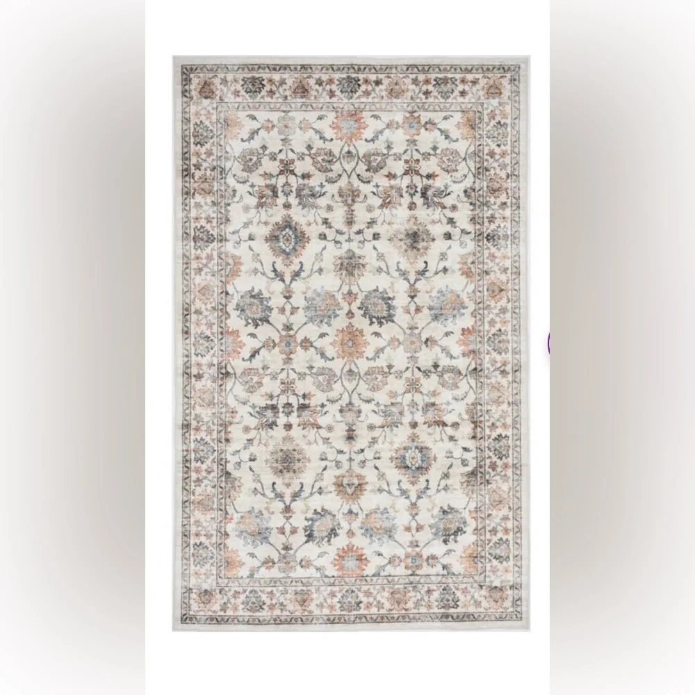 BADGLEY MISCHKA Whitley Apricot Beige Machine Washable Soft Rug 20”x30” NWT